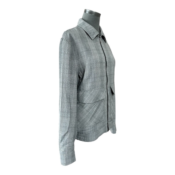 Men’s Jacket ZARA Grey Black Check Jacket Zip Up Collar Plaid Windbreaker Jacket - Picture 4 of 8